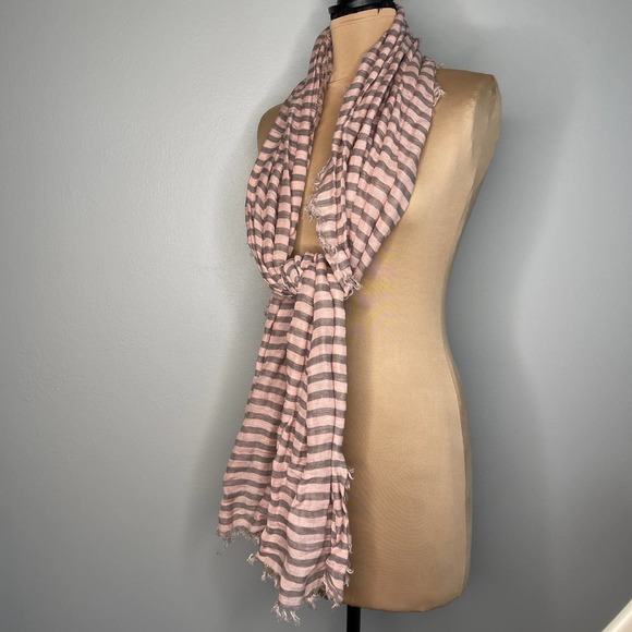 Anthropologie Accessories - Blush Oversized Scarf Wrap Shawl Coverup Striped Stripes Pattern Distressed Fray